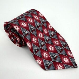 Eagle Neckwear Tie Alabama Crimson Tide Logo Retro Style 100% Silk Mens Red Gray